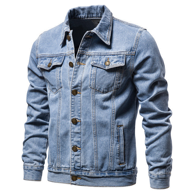 Autumn New Style Boutique Pure Cotton Fashion Blue Black Mens Casual Denim Jacket Slim Cowboy Coat