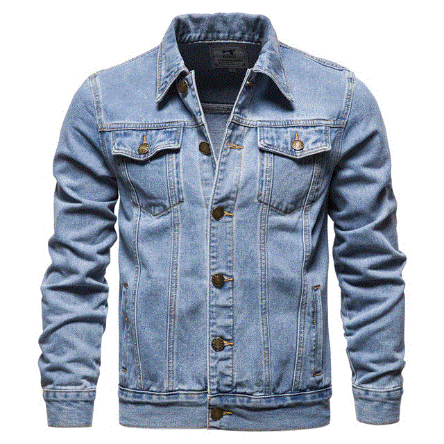 Autumn New Style Boutique Pure Cotton Fashion Blue Black Mens Casual Denim Jacket Slim Cowboy Coat