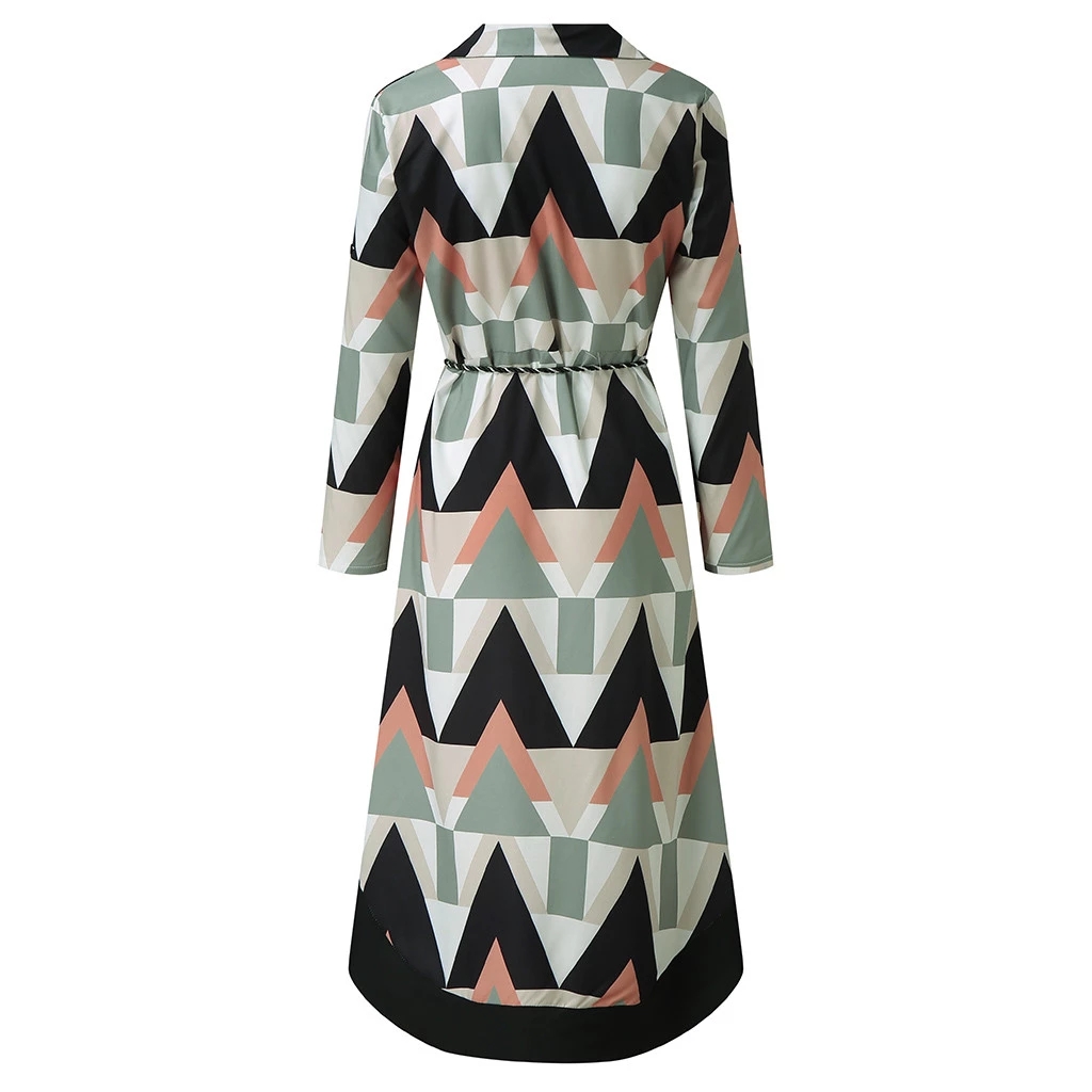 High quality Plus Size Ladies Dresses Women Long Sleeve Dress Autumn Casual Feminino Print Female Dress