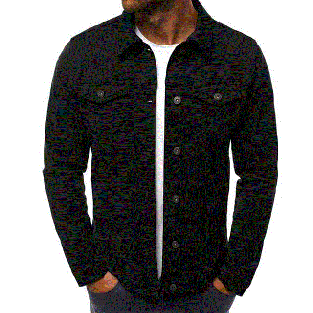 2021 High quality Denim Jacket Men Casual Solid Color Lapel Single Breasted Jeans Jacket Men Autumn Slim Mens Jackets