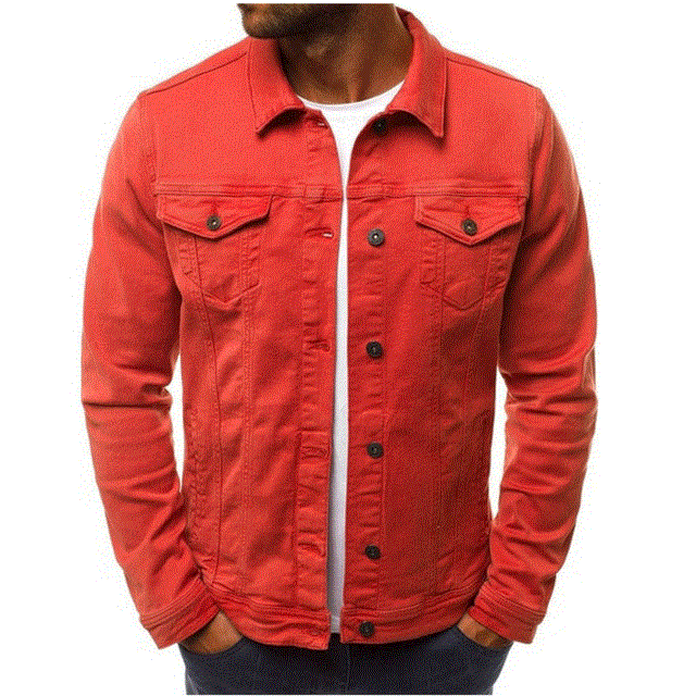 2021 High quality Denim Jacket Men Casual Solid Color Lapel Single Breasted Jeans Jacket Men Autumn Slim Mens Jackets