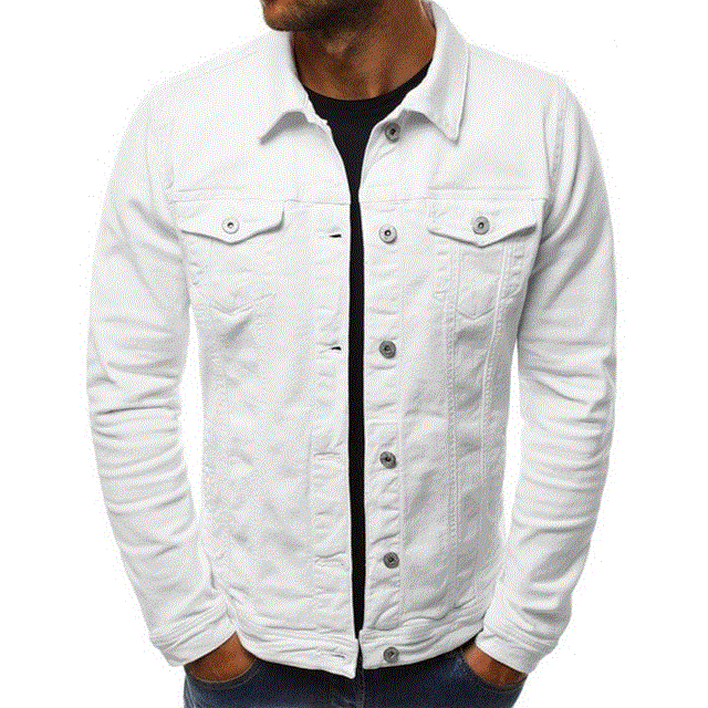 2021 High quality Denim Jacket Men Casual Solid Color Lapel Single Breasted Jeans Jacket Men Autumn Slim Mens Jackets