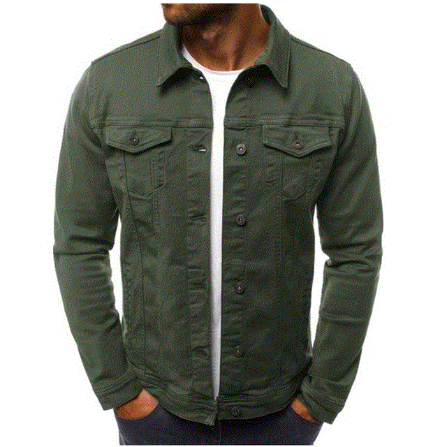 2021 High quality Denim Jacket Men Casual Solid Color Lapel Single Breasted Jeans Jacket Men Autumn Slim Mens Jackets