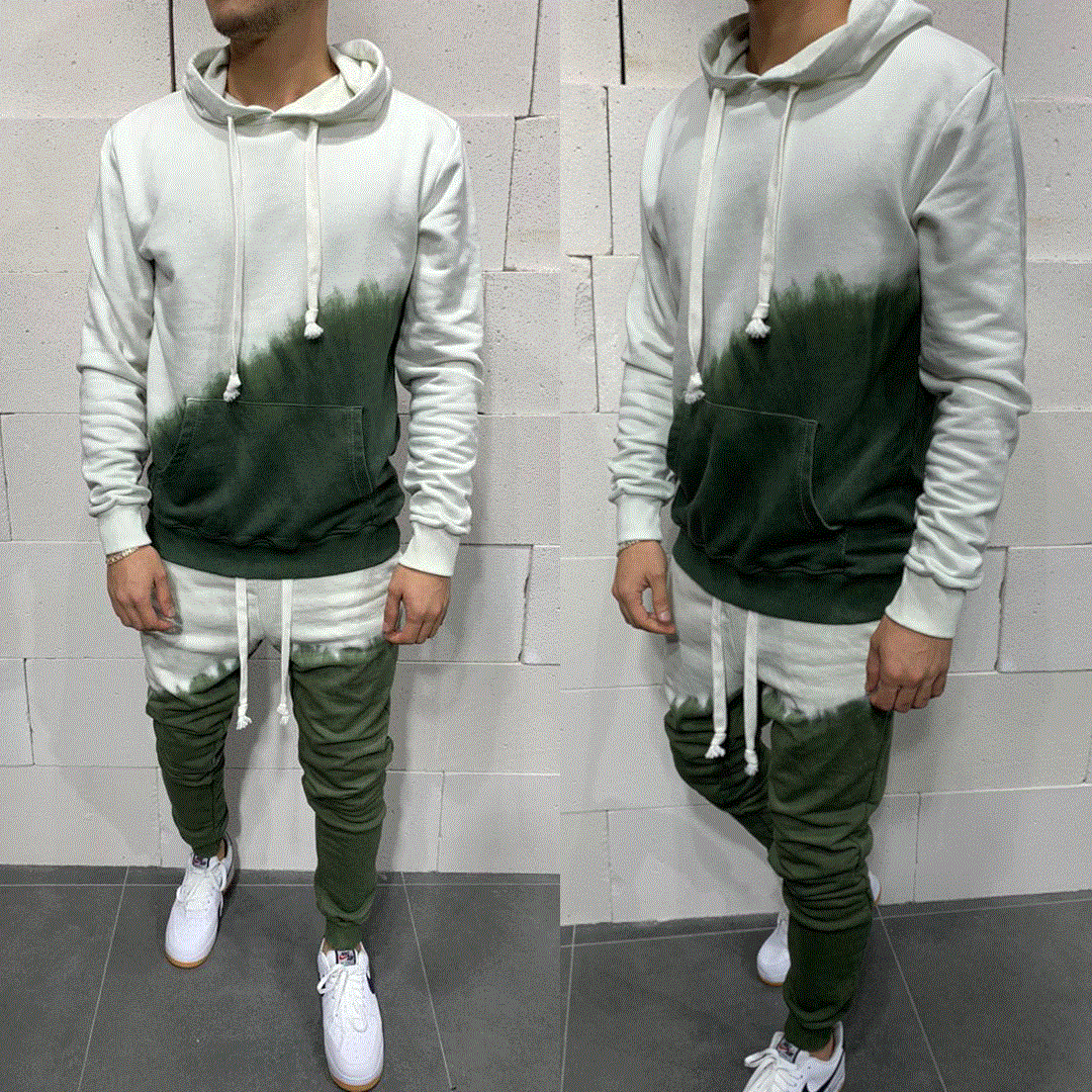 High quality Mens Clothing Sweat Suits Men Homme Jogger Tracksuit Hip Hop Men Sets GYM Half Black Half White Pant