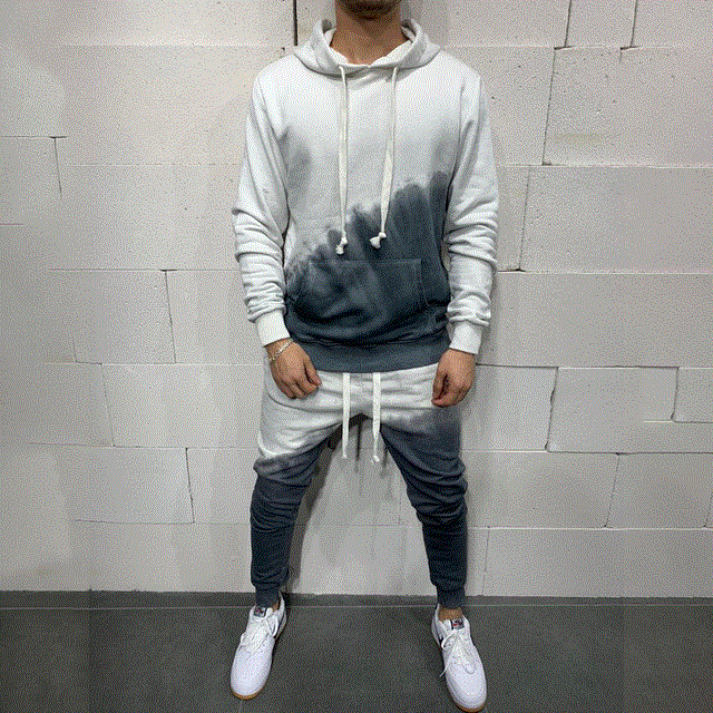 High quality Mens Clothing Sweat Suits Men Homme Jogger Tracksuit Hip Hop Men Sets GYM Half Black Half White Pant