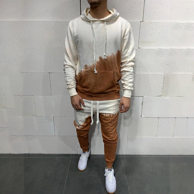 High quality Mens Clothing Sweat Suits Men Homme Jogger Tracksuit Hip Hop Men Sets GYM Half Black Half White Pant
