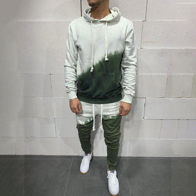 High quality Mens Clothing Sweat Suits Men Homme Jogger Tracksuit Hip Hop Men Sets GYM Half Black Half White Pant