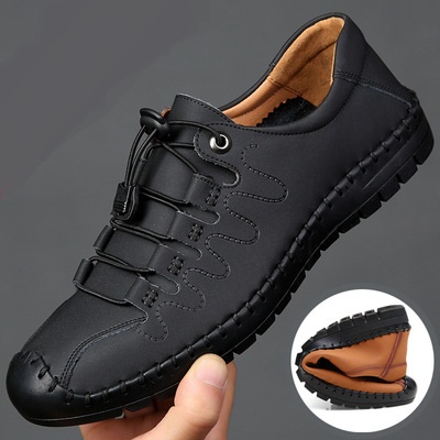 2021 High quality PU leather casual shoes men's boots soft bottom warm winter boots men shoes Loafers