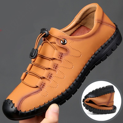 2021 High quality PU leather casual shoes men's boots soft bottom warm winter boots men shoes Loafers