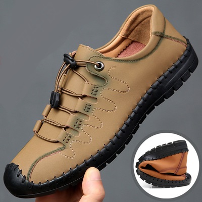2021 High quality PU leather casual shoes men's boots soft bottom warm winter boots men shoes Loafers