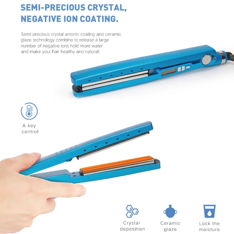 Professional Blue Hair Straightener Straightening Irons Electric Flat Iron Hot Seilling