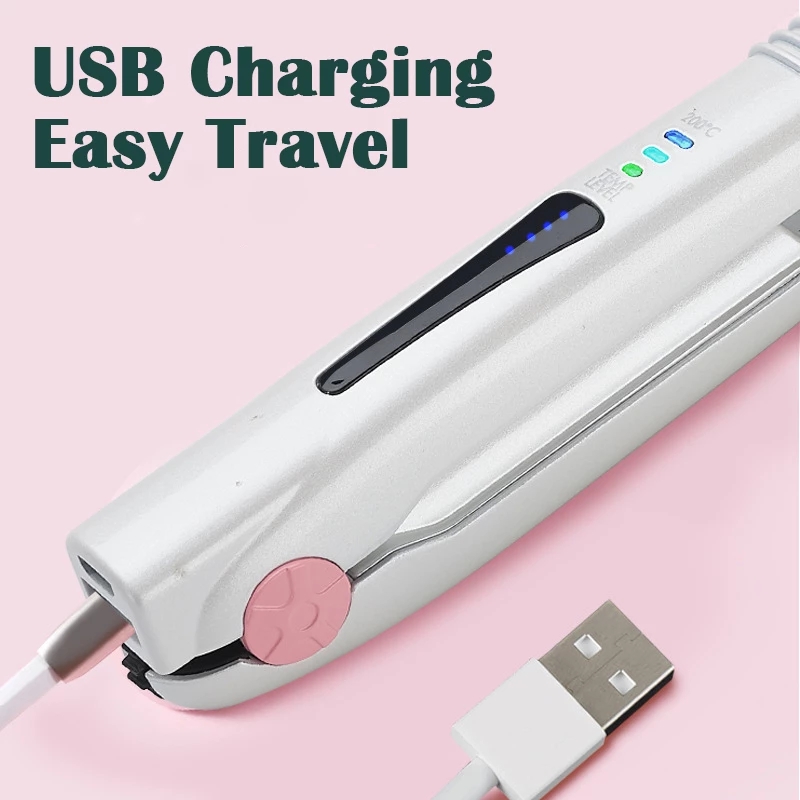 USB Cordless Hair Straightening Irons mini Hair Straightener Curler Hair Professional irons