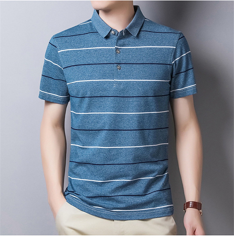 Men's Clothes T-shirts Summer Polo Shirt Cotton Short Sleeve Streetwear Striped Clothes