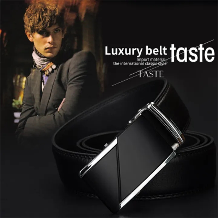 Clubbelts Men PU Leather Ratchet Belt With Orthodox Automatic Buckle Genuine Leather Belts For Men
