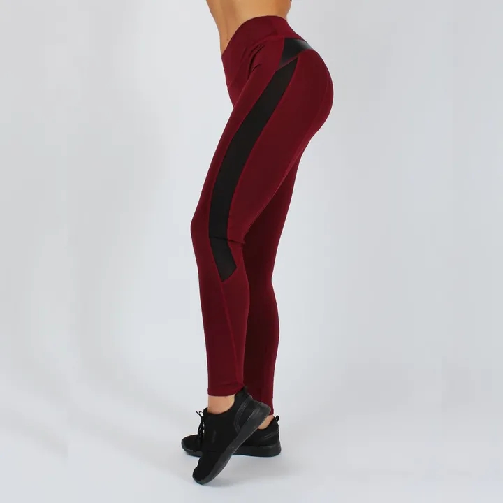 High Waist Fitness Leggings Women for Legging Workout Women Mesh And PU Leather Patchwork Legging