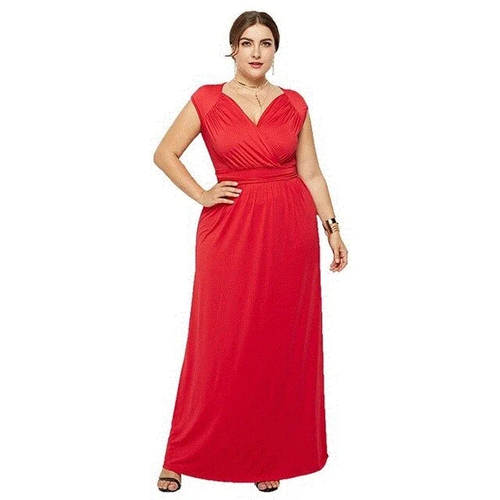Women Dress Party Long Dress Elegant Women Deep V-Neck Robe Sleeveless Casual Loose Female Dresses