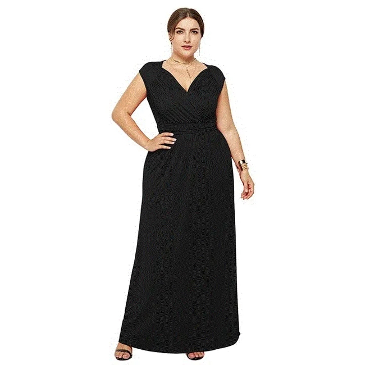 Women Dress Party Long Dress Elegant Women Deep V-Neck Robe Sleeveless Casual Loose Female Dresses
