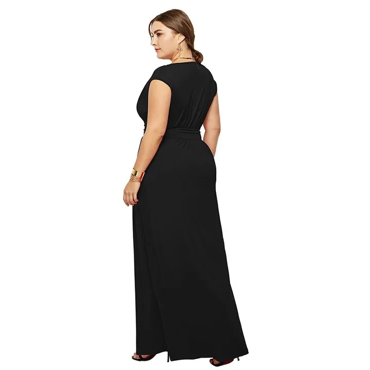 Women Dress Party Long Dress Elegant Women Deep V-Neck Robe Sleeveless Casual Loose Female Dresses
