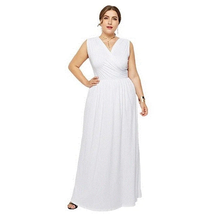 Women Dress Party Long Dress Elegant Women Deep V-Neck Robe Sleeveless Casual Loose Female Dresses