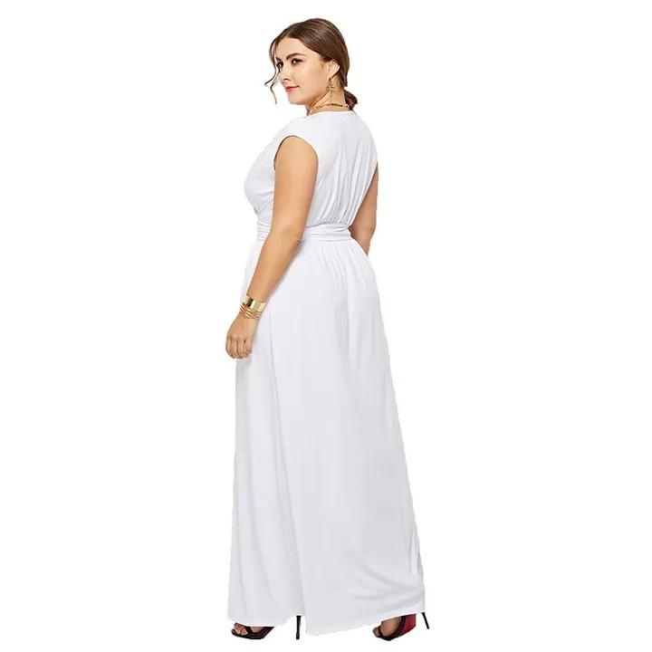 Women Dress Party Long Dress Elegant Women Deep V-Neck Robe Sleeveless Casual Loose Female Dresses
