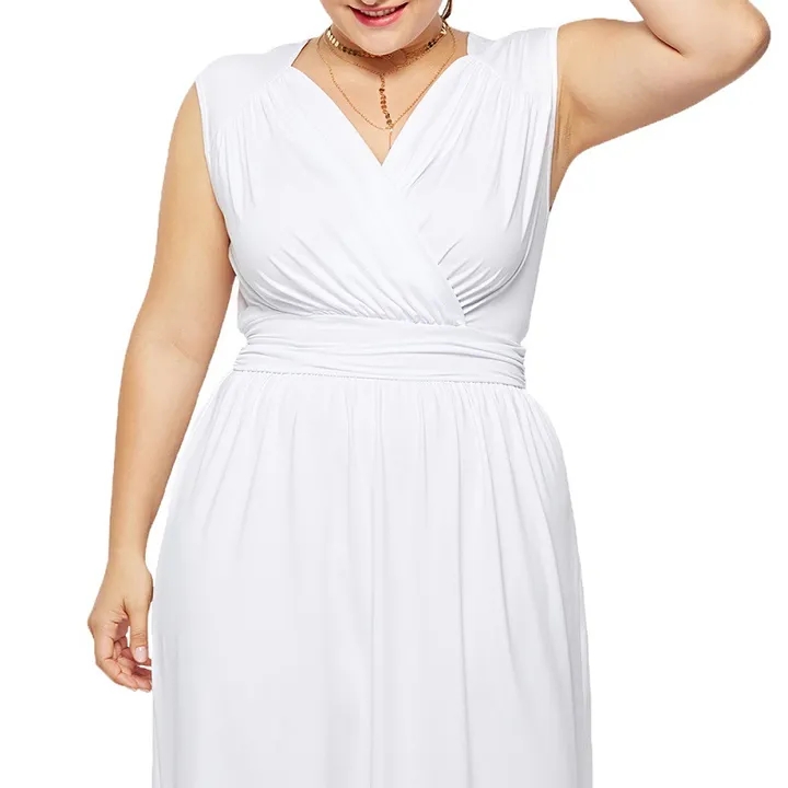 Women Dress Party Long Dress Elegant Women Deep V-Neck Robe Sleeveless Casual Loose Female Dresses