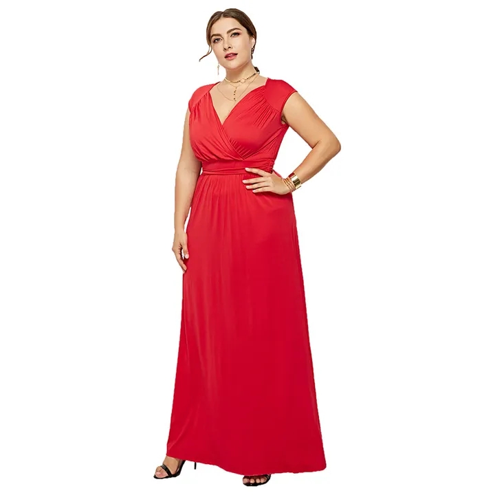 Women Dress Party Long Dress Elegant Women Deep V-Neck Robe Sleeveless Casual Loose Female Dresses