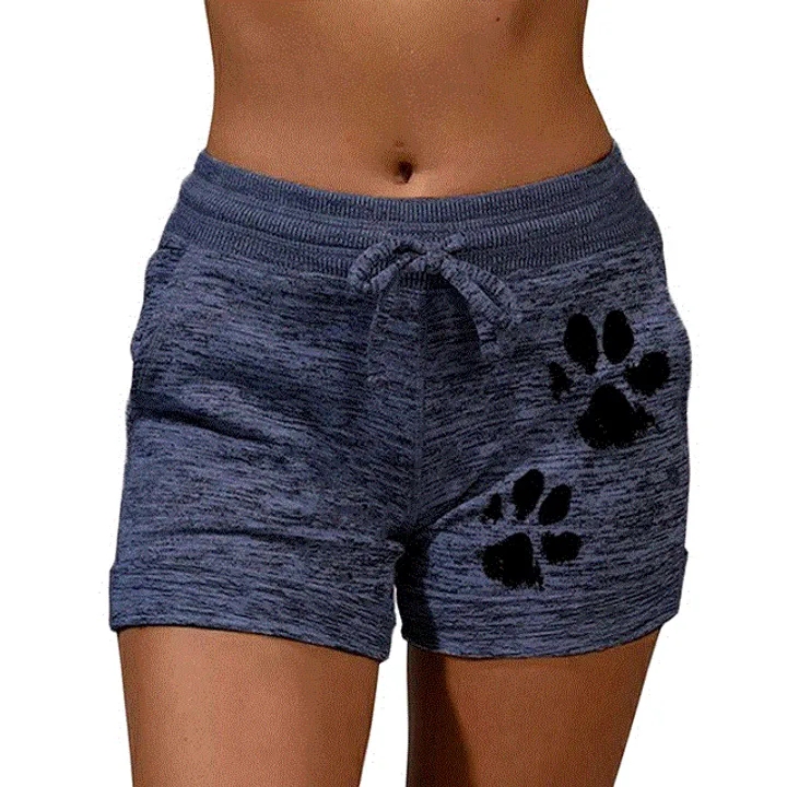Summer Fast Drying cat paw print shorts High Waist Elastic Cotton Women Beach Casual Sport Shorts