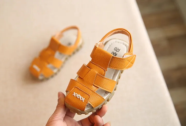 leather sandals boys PU leather in summer the new boys girls children beach shoes