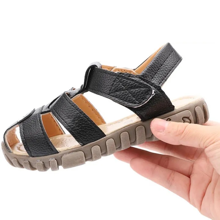 leather sandals boys PU leather in summer the new boys girls children beach shoes