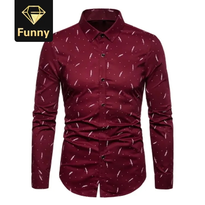 Hot sale Clothes Men Shirts Solid Print Long Sleeve Shirts Men Casual Slim Fit shirt