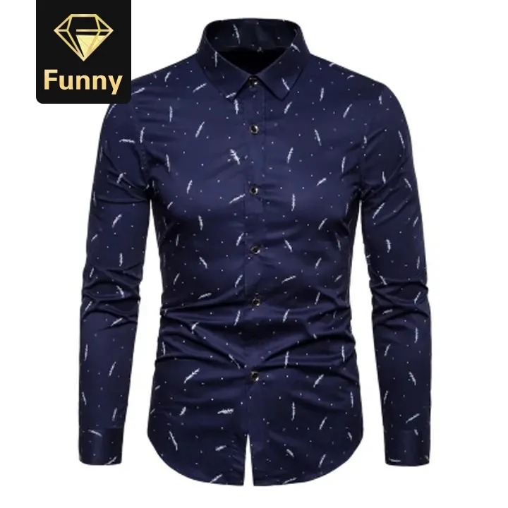 Hot sale Clothes Men Shirts Solid Print Long Sleeve Shirts Men Casual Slim Fit shirt