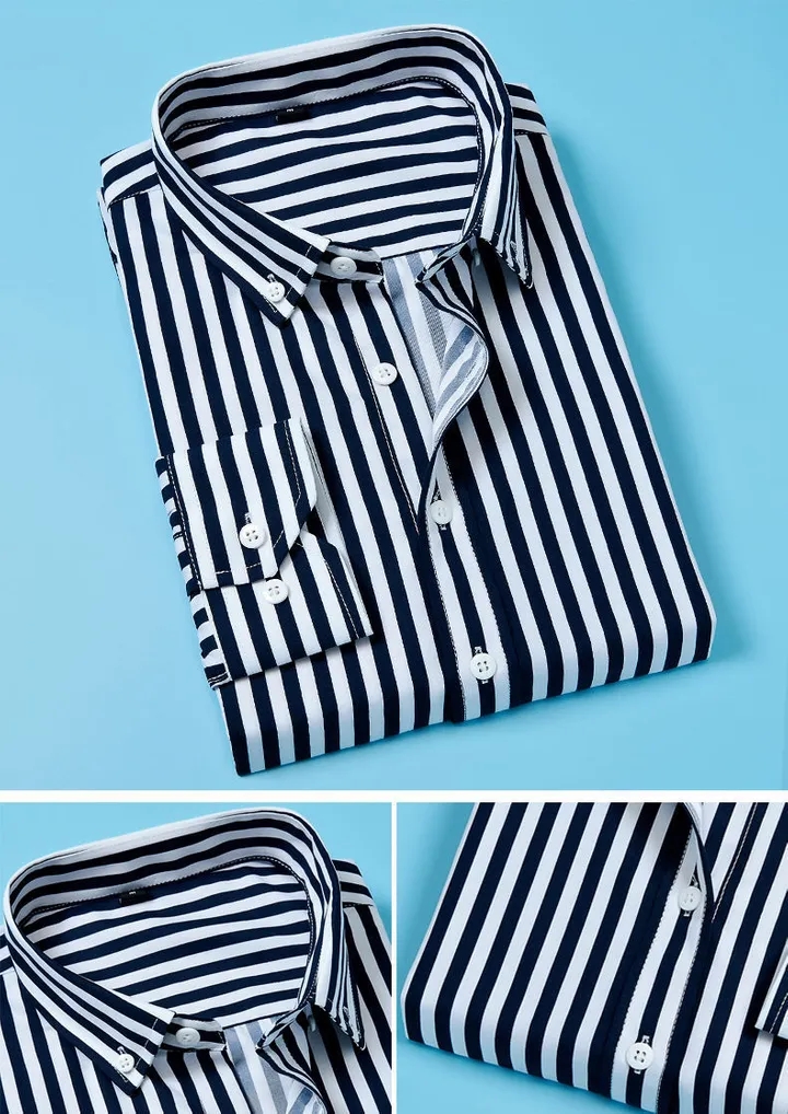 Classic Striped shirt Male Social Stripes Men Long Sleeve Formal Business Shirt