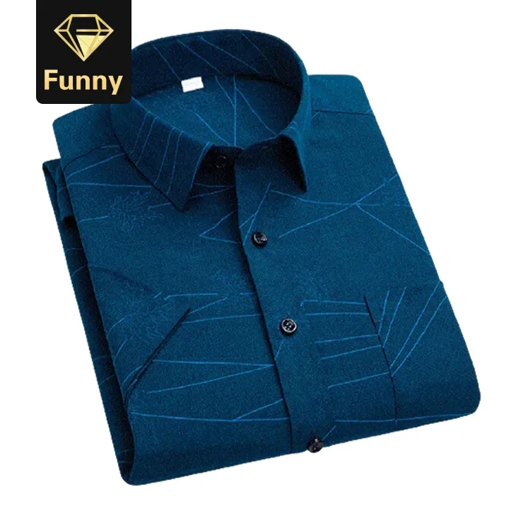 Summer Shirt Men Short Sleeve Turn-Down Collar Regular Fit Pocket Button Fashion shirt