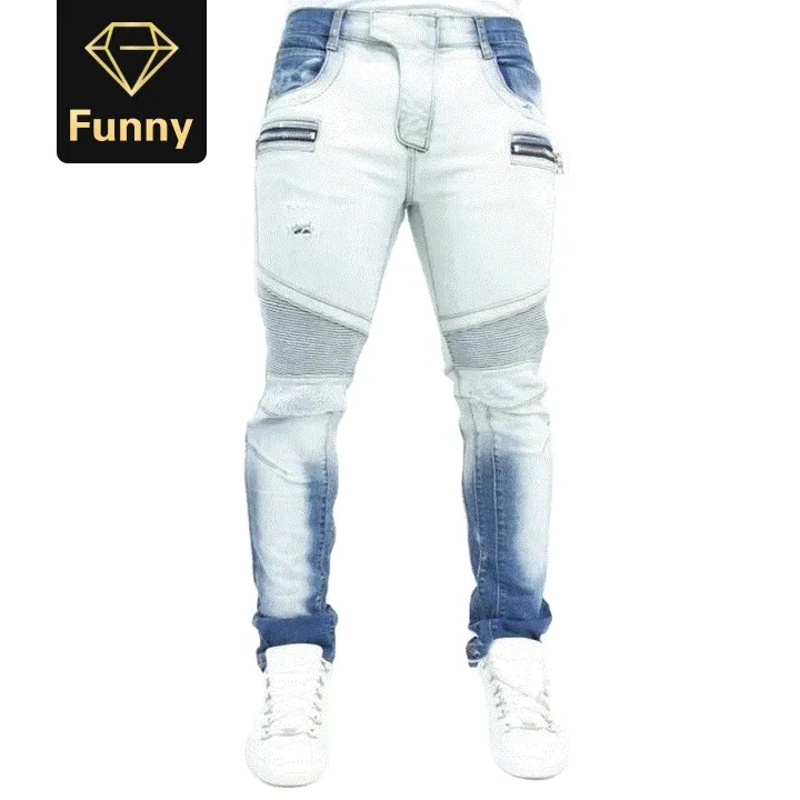 Men Jeans Straight Zipper Jean Pants High Waisted Spring Autumn Streetwear Male Washed Jean Trousers