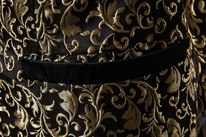 Jacquard Bronzing Floral Blazer Men New Mens Patchwork One Button Blazer Jacket