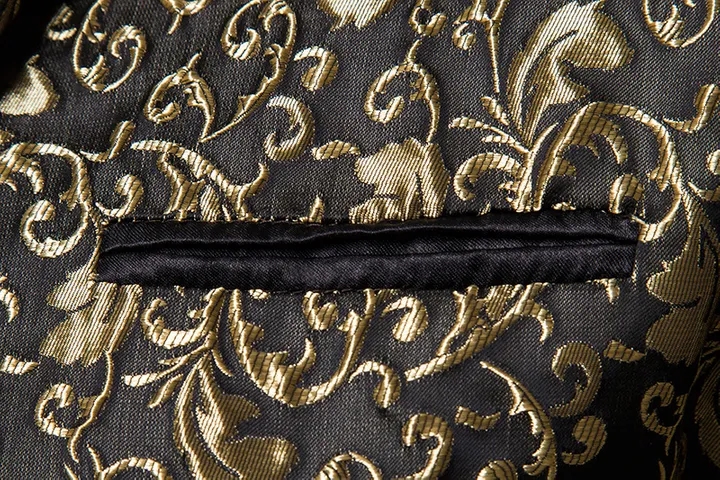 Jacquard Bronzing Floral Blazer Men New Mens Patchwork One Button Blazer Jacket