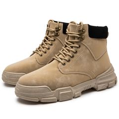 Men Military Army Boots Breathable PU Leather Mesh High Casual Desert Work Shoes Mens Ankle Combat Boot Yellow 41