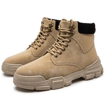 Men Military Army Boots Breathable PU Leather Mesh High Casual Desert ...