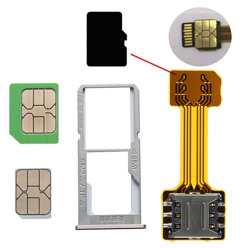 Hybrid Double Dual SIM Card Micro SD Adapter for Android Extender 2 Nano Micro SIM Adapter