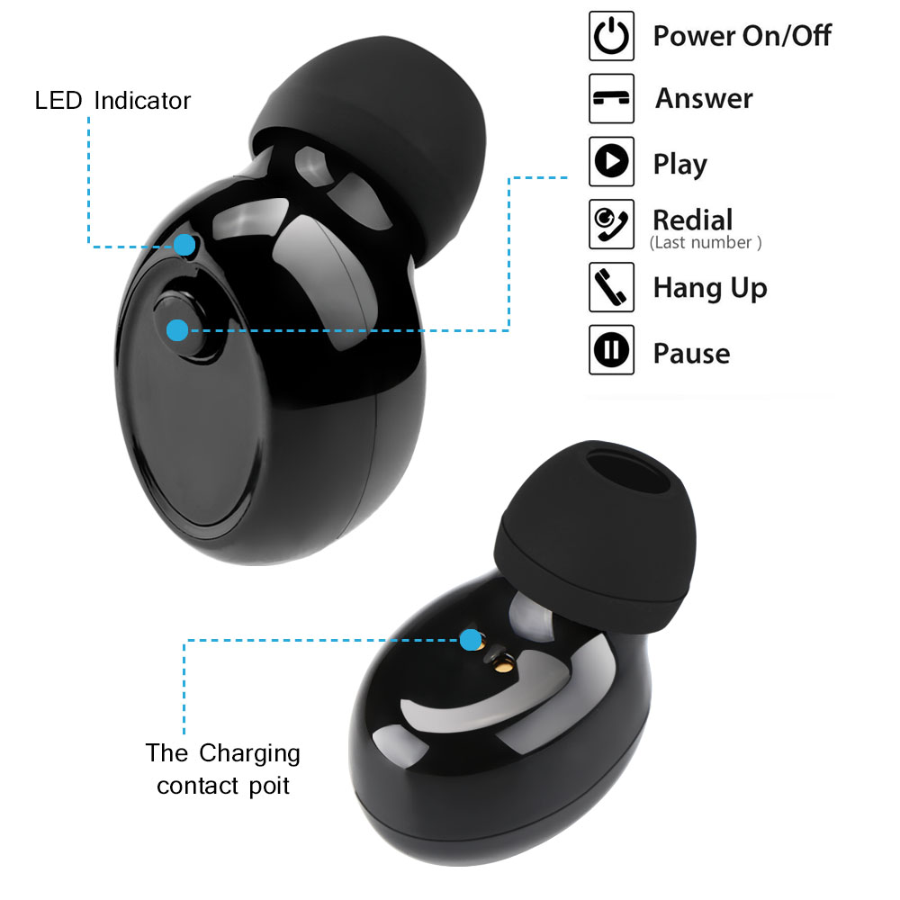 Magnetic Mono Small Single Earbuds Hidden Invisible Earpiece Micro Mini Wireless Headset