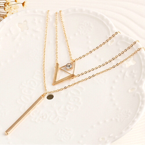 Women Necklaces  Pendants 3 Multi Layer Necklace Tassel Charm Bar Statement Necklace Valentines Gift