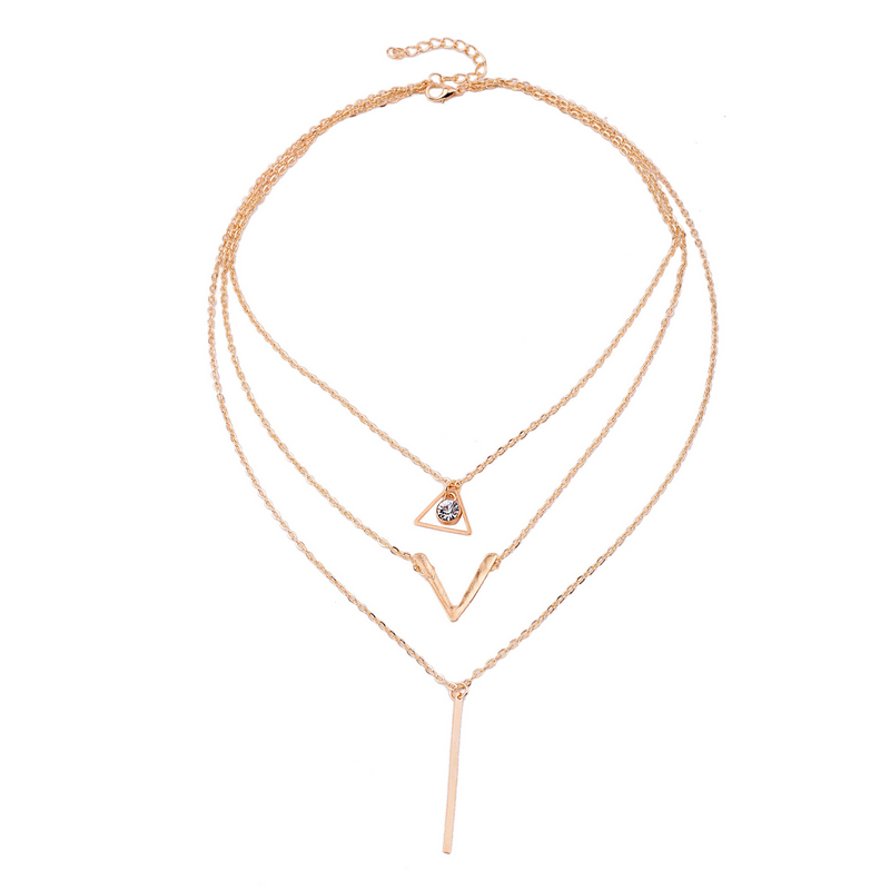 Women Necklaces  Pendants 3 Multi Layer Necklace Tassel Charm Bar Statement Necklace Valentines Gift