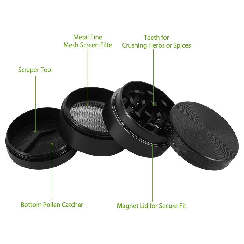 4 Layers Herb Grinder Spice Mill Crusher Magnetic Top and Sifter for Dry Herb and Tobacco