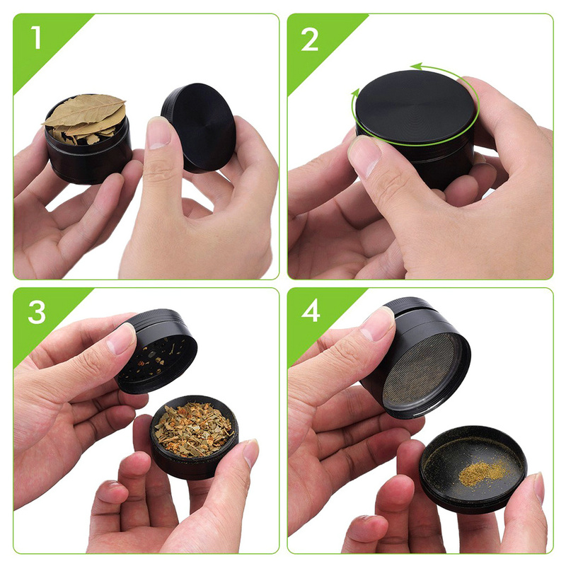 4 Layers Herb Grinder Spice Mill Crusher Magnetic Top and Sifter for Dry Herb and Tobacco