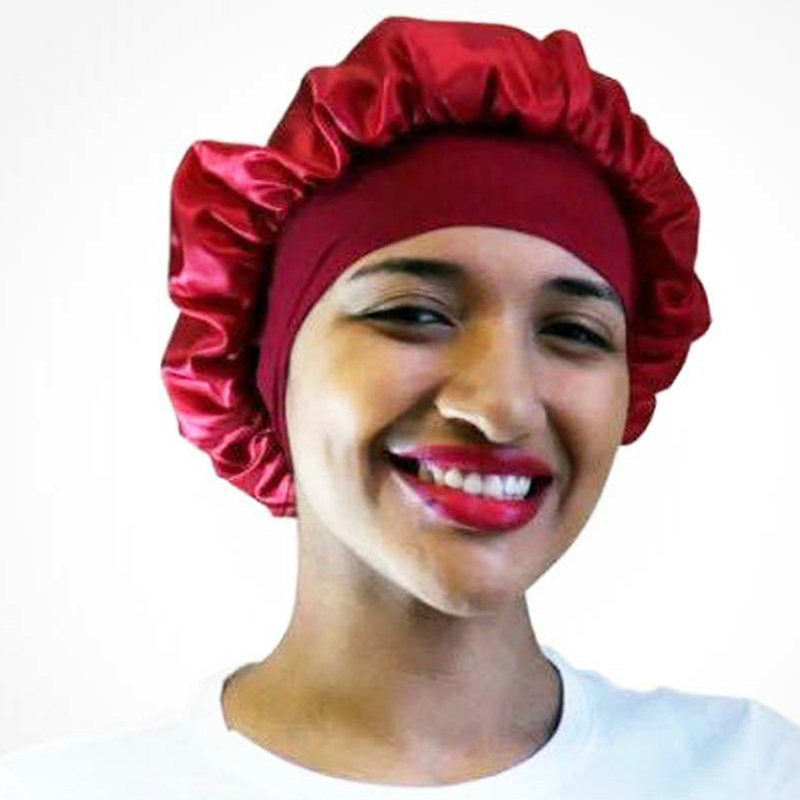 Women Headscarf Hat Sleeping Bonnet Night Sleep Hair Caps Silky Bonnet Satin Adjust Head Cover Hat For Curly Springy Hair Styling Accessories