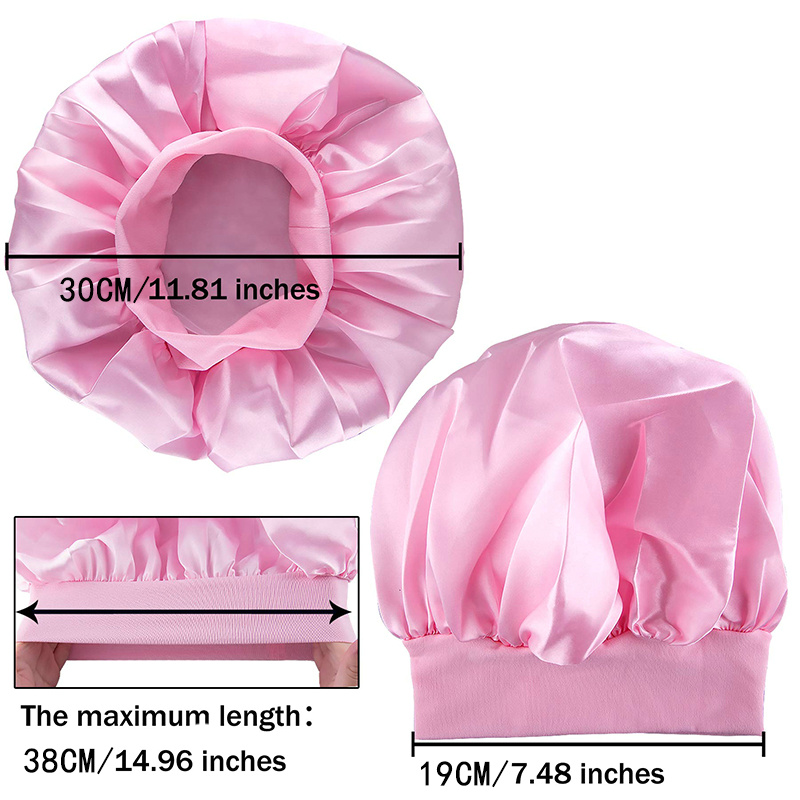 Women Headscarf Hat Sleeping Bonnet Night Sleep Hair Caps Silky Bonnet Satin Adjust Head Cover Hat For Curly Springy Hair Styling Accessories