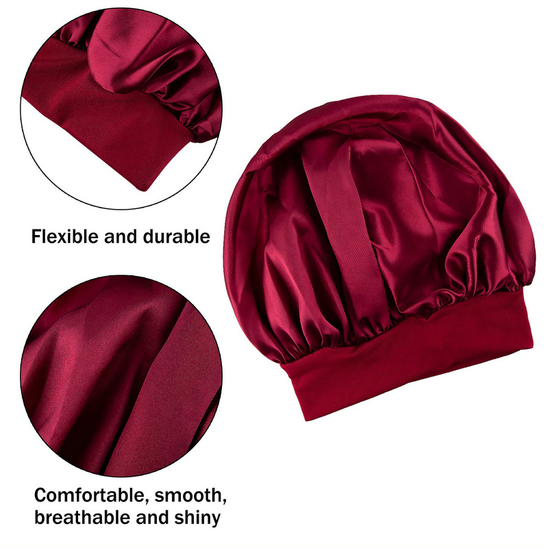 Women Headscarf Hat Sleeping Bonnet Night Sleep Hair Caps Silky Bonnet Satin Adjust Head Cover Hat For Curly Springy Hair Styling Accessories