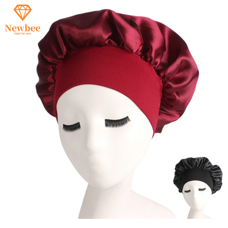 Women Headscarf Hat Sleeping Bonnet Night Sleep Hair Caps Silky Bonnet Satin Adjust Head Cover Hat For Curly Springy Hair Styling Accessories