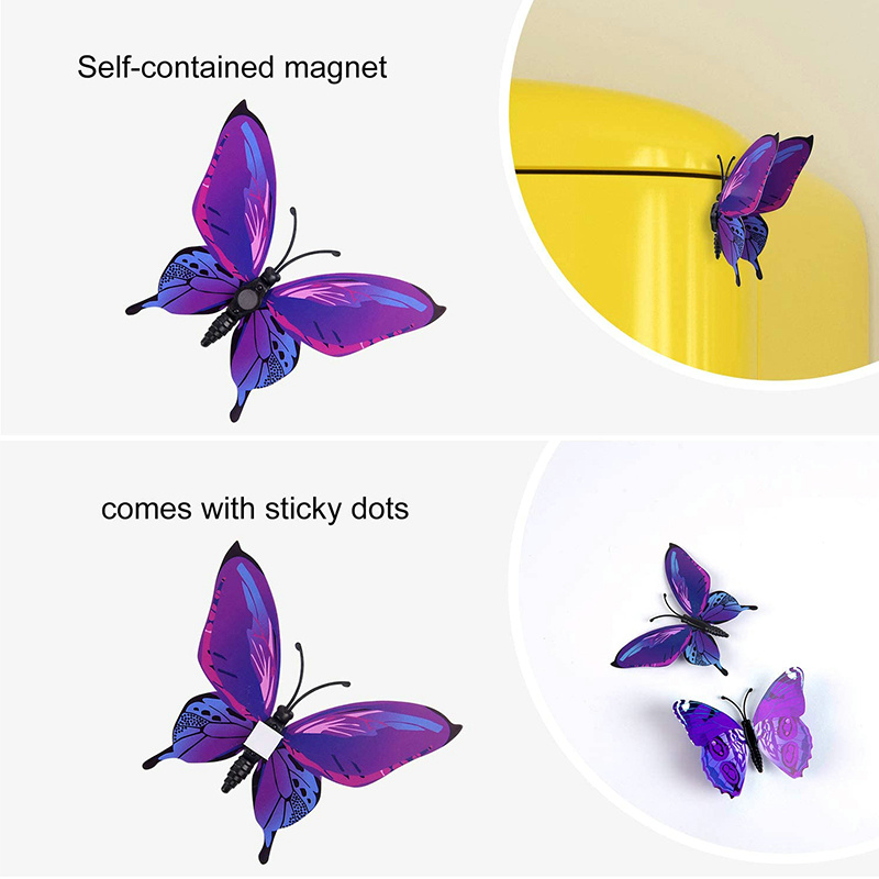 12Pcs Decal Wall Stickers 3D Butterfly Rainbow PVC Wallpaper for Living Room