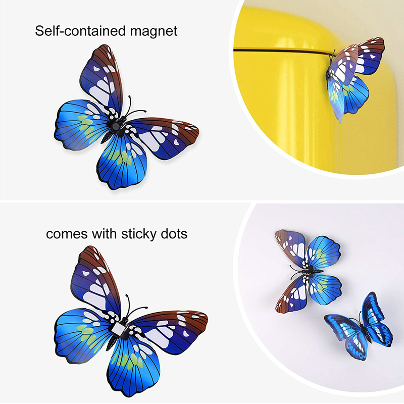 12Pcs Decal Wall Stickers 3D Butterfly Rainbow PVC Wallpaper for Living Room